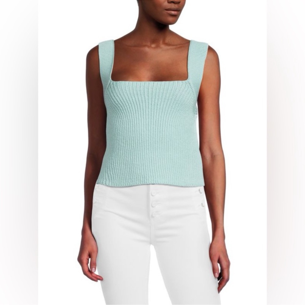 Vince Square Neck Ribbed Sweater Tank Size Small Soft Blue New